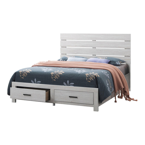 Brantford Queen Storage Bed Coastal White - Ella Furniture