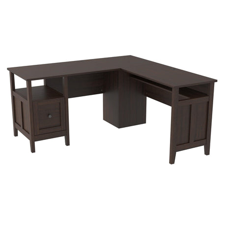 Dorrinson Warm Brown Modern Solid Wood Home Office Desk With Storage - Ella Furniture