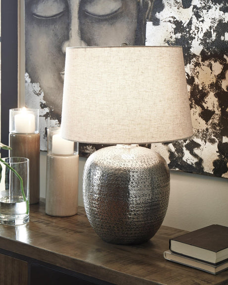 Magalie Antique Silver Finish Table Lamp - Ella Furniture