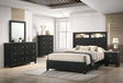 Cadence Black Sleek And Modern Wood LED Bookcase Panel Bedroom Set - Ella Furniture