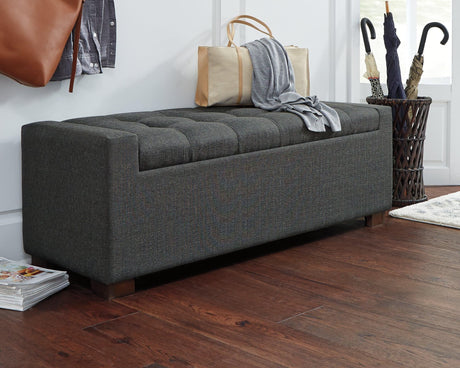 Cortwell Gray Storage Bench - Ella Furniture