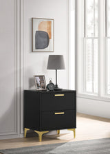 Kendall 2-Drawer Nightstand Black And Gold - Ella Furniture