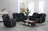 Lexington2023 Black Modern Contemporary Faux Leather Gel 3Pc Reclining Living Room - Ella Furniture