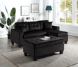 Naomi Black Modern Sturdy Wood Velvet Tufted Reversible Sectional & Ottoman Set - Ella Furniture