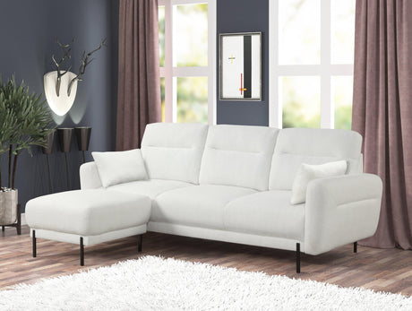Lily Fur White Modern Contemporary Fabric Sectional - Ella Furniture