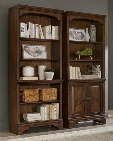 Hartshill 5-Shelf Bookcase Burnished Oak - Ella Furniture