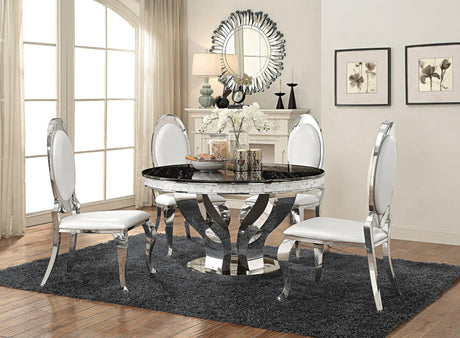 Anchorage Chrome And Black Circular Dining Room Set - Ella Furniture