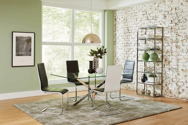 Carmelo Chrome And Clear Rectangular Dining Room Set - Ella Furniture