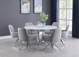Abby Lazy Susan White And Chrome Circular Dining Room Set - Ella Furniture
