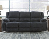 Draycoll Slate Chenille Reclining Sofa - Ella Furniture