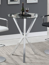 Denali Round Glass Top Bar Table Chrome - Ella Furniture