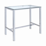 Tolbert Bar Table With Glass Top Chrome - Ella Furniture