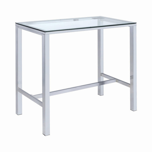 Tolbert Bar Table With Glass Top Chrome - Ella Furniture