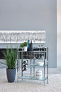 Derion Glass Shelf Serving Cart With Casters Chrome - Ella Furniture
