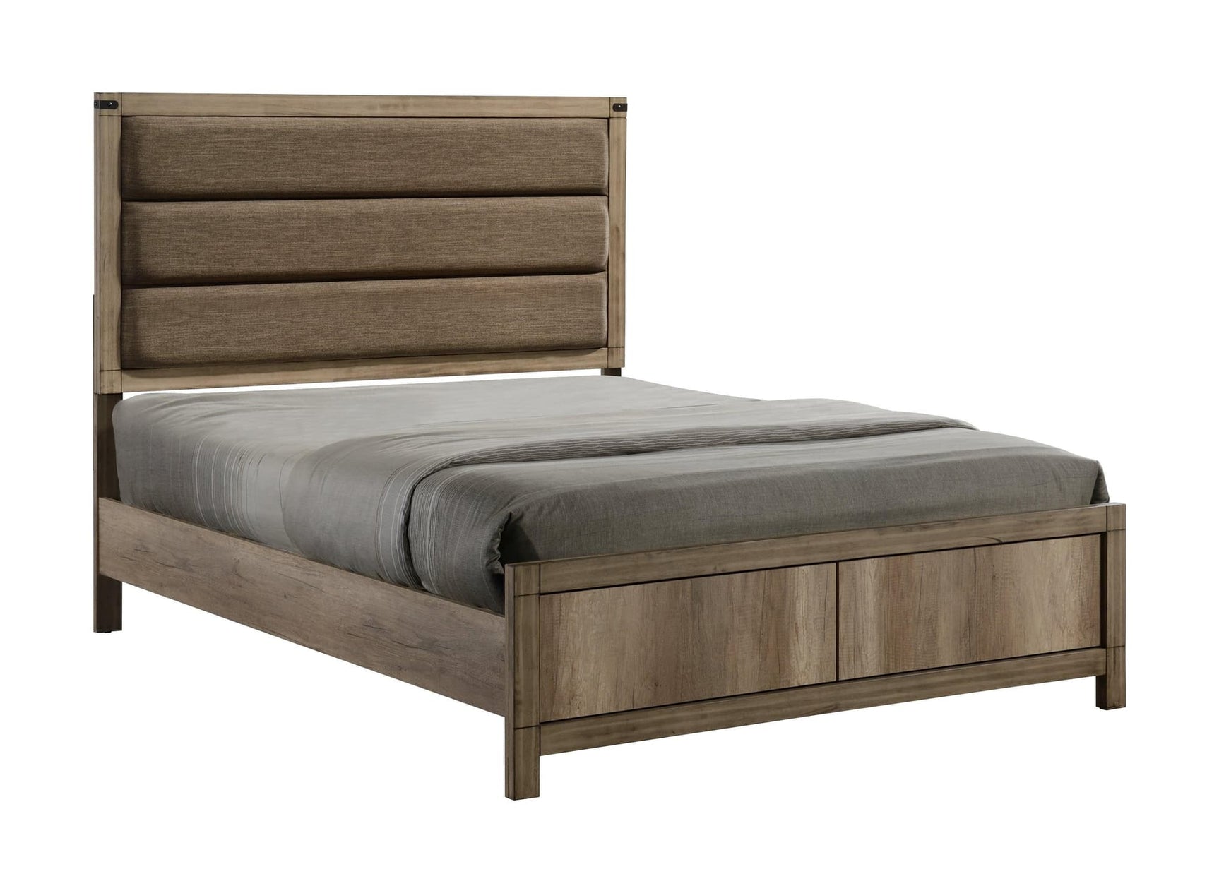 Matteo Melamine Sleek and Modern Contemporary Wood King Fabric Upholstered Panel Bed - Ella Furniture
