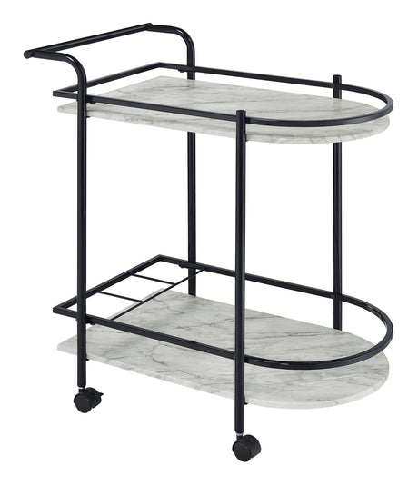 Desiree Rack Bar Cart With Casters Black - Ella Furniture