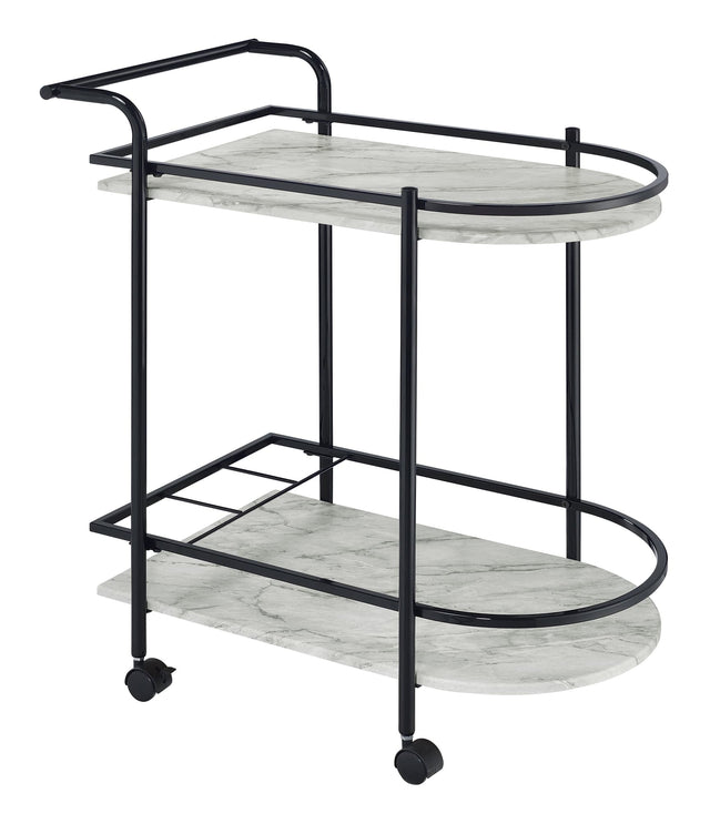 Desiree Rack Bar Cart With Casters Black - Ella Furniture