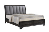 Jaymes Gray Sleek And Modern Contemporary Wood Fabric King Storage Platform Bed - Ella Furniture