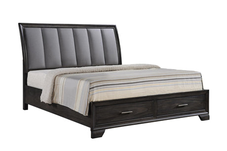 Jaymes Gray Sleek And Modern Contemporary Wood Fabric King Storage Platform Bed - Ella Furniture