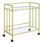 Cara Rectangular Glass Bar Cart Brass - Ella Furniture