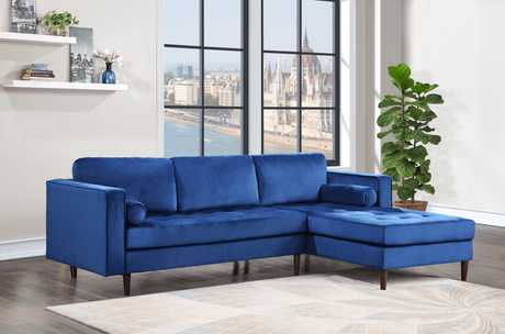 Roxy Blue Modern Contemporary Solid Wood Velvet Sectional - Ella Furniture