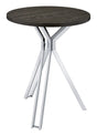 Edgerton Round Wood Top Bar Table Dark Oak And Chrome - Ella Furniture