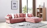 London Pink Modern Contemporary Metal Legs Velvet Tufted Sectional (Oversize) - Ella Furniture