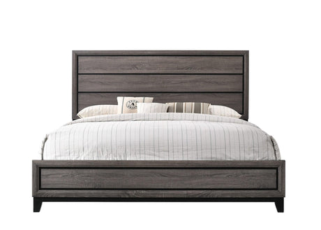 Akerson Gray Modern And Classic Wood King Panel Bed - Ella Furniture