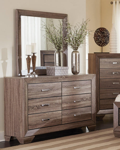 Kauffman Rectangular Mirror Washed Taupe - Ella Furniture