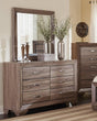 Kauffman Rectangular Mirror Washed Taupe - Ella Furniture