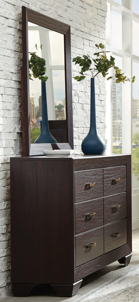 Kauffman Rectangular Mirror Dark Cocoa - Ella Furniture