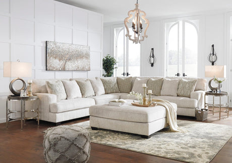 Ashley Rawcliffe Parchment Modern Contemporary Microfiber Fabric Sectional - Ella Furniture