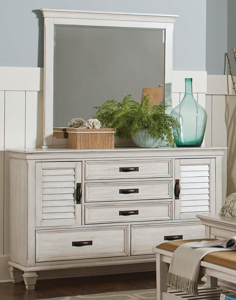 Franco Rectangular Mirror Antique White - Ella Furniture