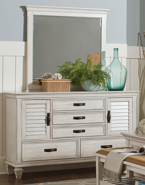 Franco Rectangular Mirror Antique White - Ella Furniture