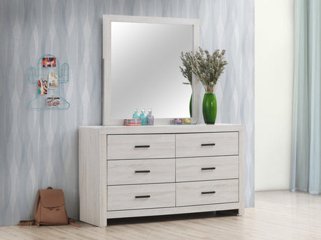 Brantford Rectangle Dresser Mirror Coastal White - Ella Furniture