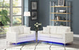 Miami White Modern Contemporary Faux Leather Tufted 2Pc Sofa & Loveseat Set (Led Lights) - Ella Furniture