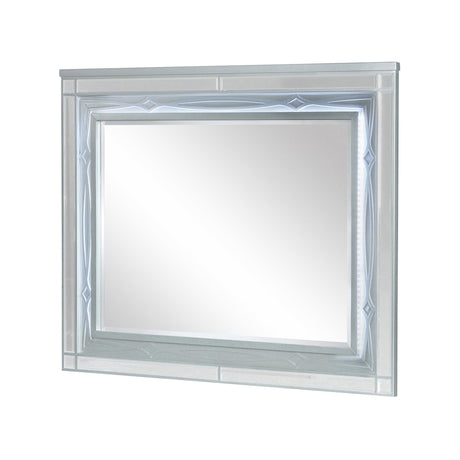 Gunnison Dresser Mirror With LED Lighting Silver Metallic - Ella Furniture