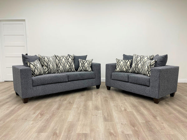 Steel Modern Contemporary Fabric Upholstered Sofa & Loveseat - Ella Furniture