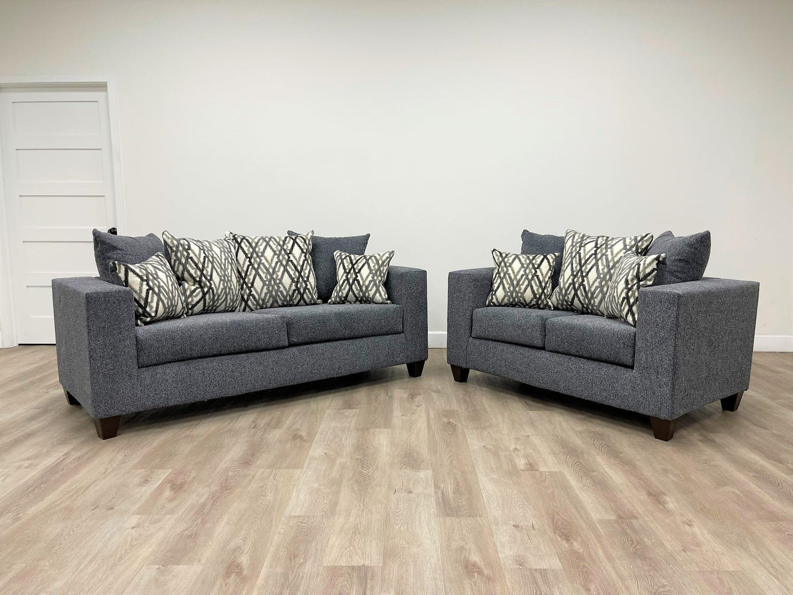 Steel Modern Contemporary Fabric Upholstered Sofa & Loveseat - Ella Furniture