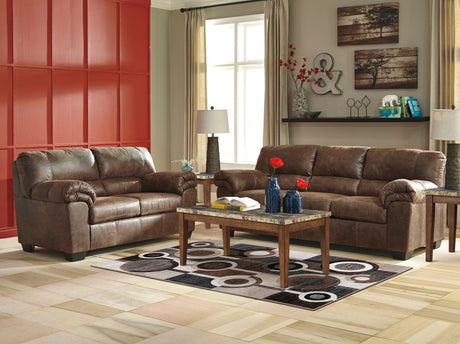 Ashley Bladen Coffee Modern Contemporary Traditional Faux Leather Upholstered Sofa & Loveseat Set - Ella Furniture