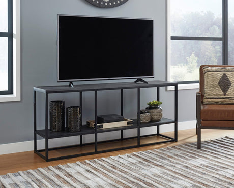 Yarlow Black Modern Contemporary Solid Wood Metal TV Stand - Ella Furniture