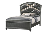 Adira Gray Moder And Contemporary Wood Queen LED Faux Leather Upholstered Panel Bed - Ella Furniture