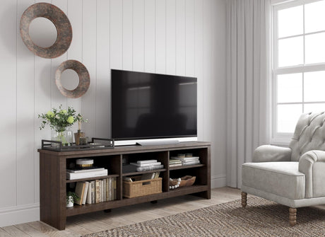 Arlenbry Large Brown Modern Transitional Solid Wood TV Stand with Cabinet - Ella Furniture