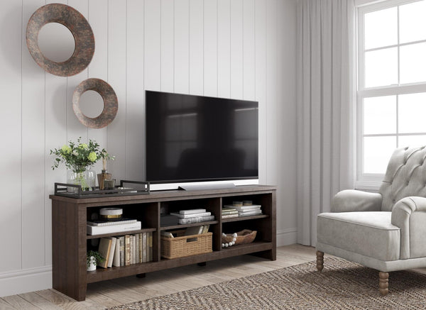 Arlenbry Large Brown Modern Transitional Solid Wood TV Stand with Cabinet - Ella Furniture
