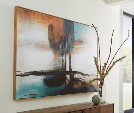 Brunonia Teal/orange/black Wall Art - Ella Furniture