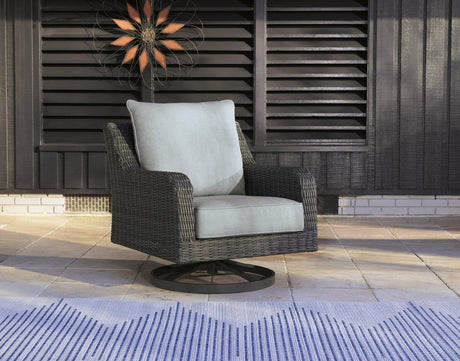 Elite Park Gray Outdoor Swivel Lounge With Cushion - Ella Furniture