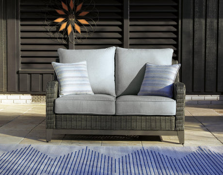 Elite Park Gray Outdoor Loveseat With Cushion - Ella Furniture