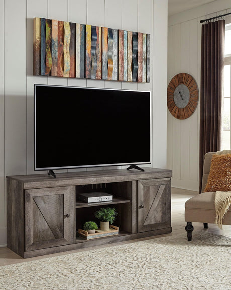 Wynnlow Gray Modern Transitional Contemporary Rustic Solid Wood TV Stand With Cabinet - Ella Furniture