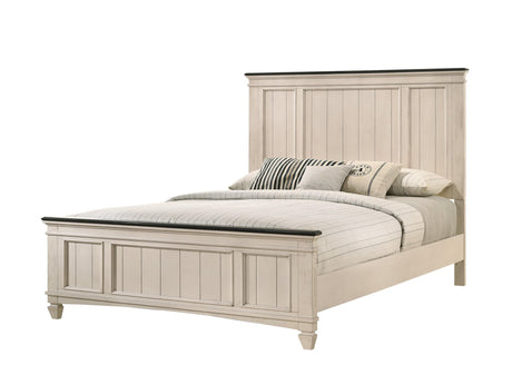 Sawyer Cream/Brown Modern And Classic Wood Queen Panel Bed - Ella Furniture