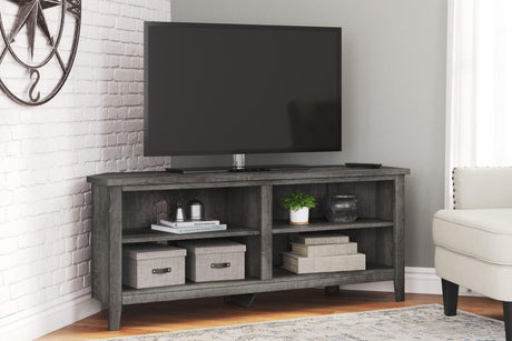 Arlenbry Gray Modern Contemporary Transitional Wood Corner TV Stand With Storage - Ella Furniture